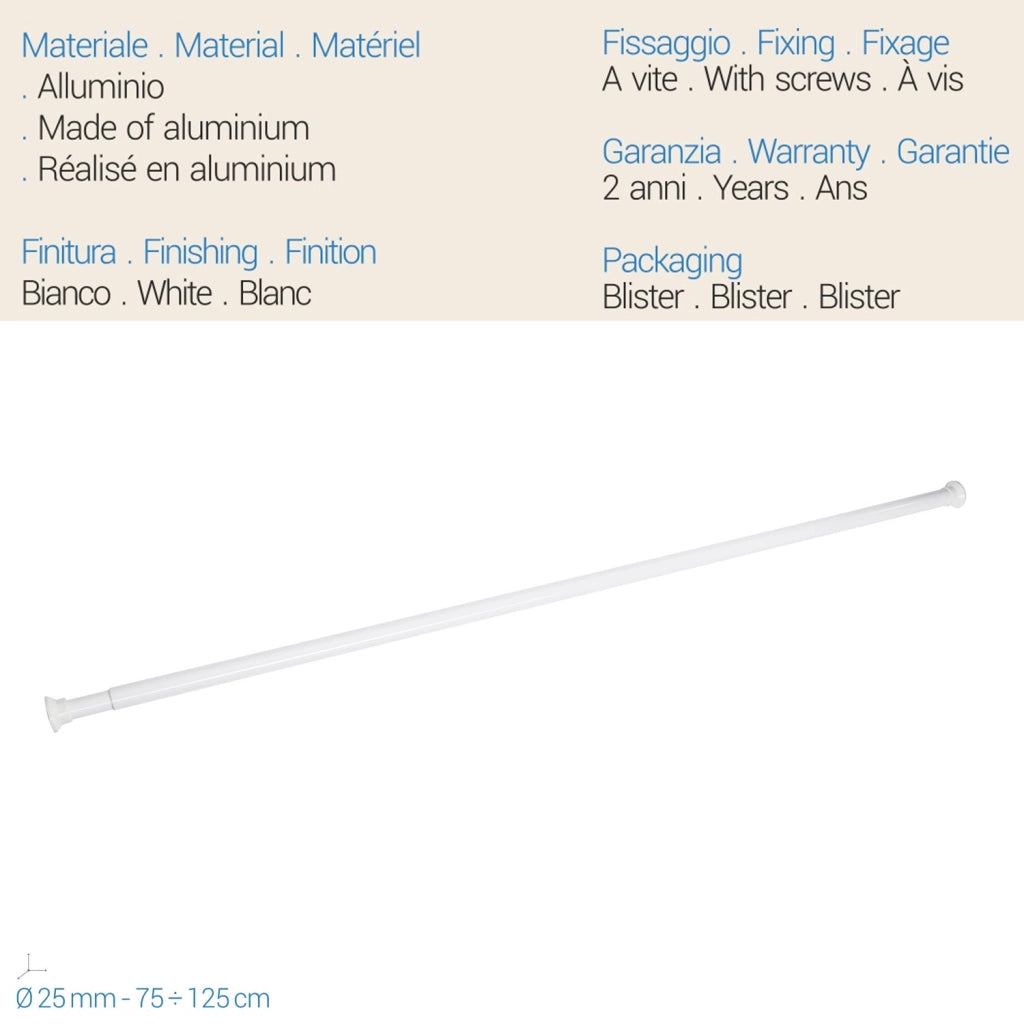 Tubo doccia Estensibile 70-125 Cm Bianco