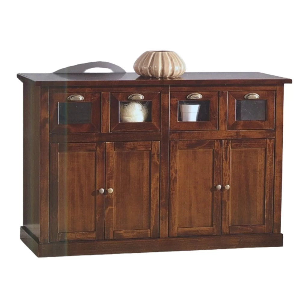 Madia credenza 4 cassetti 4 porte tinta noce l.130 p.50 h.85 - Mobili 2G