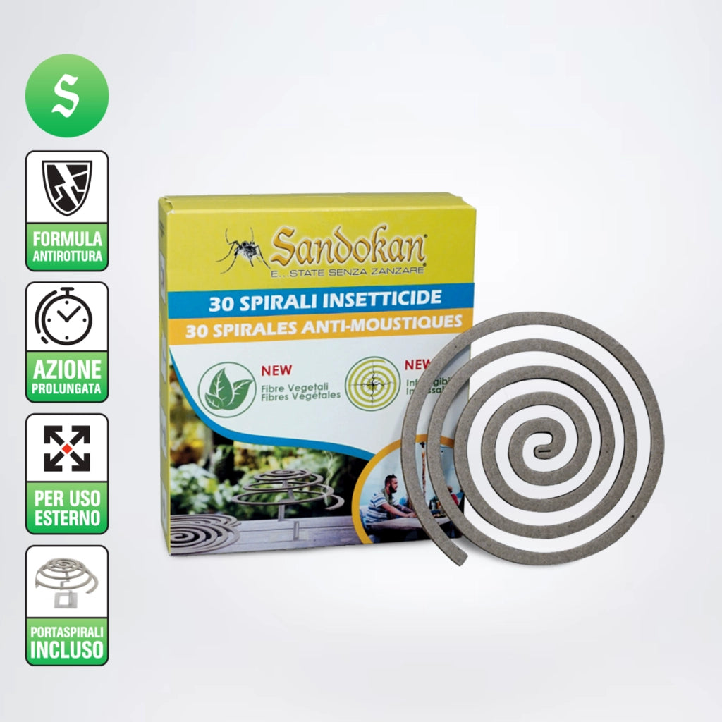 30 spirali Anti Zanzare insetticide formula anti rottura in fibra vegetale +porta spiarli