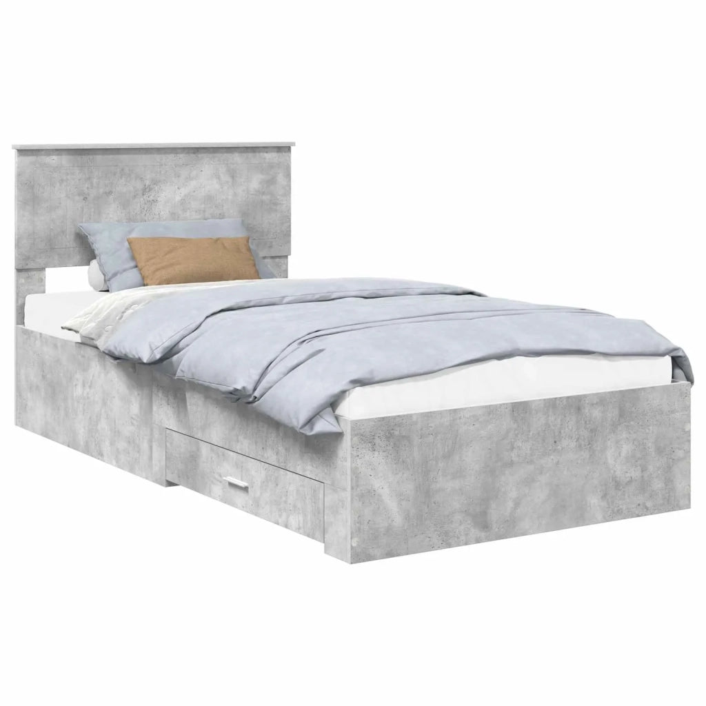 Struttura del letto con testiera Grigio cemento 100 x 200 cm