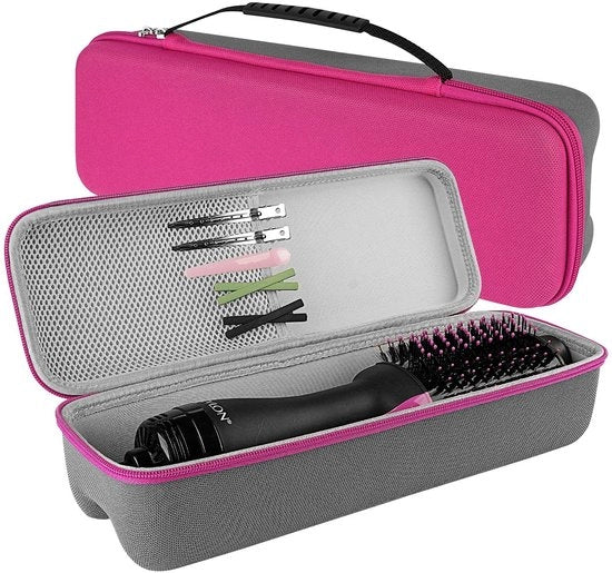 Casella di viaggio protettiva - Colori Rosa e Rosso - Adatta per spazzola per capelli - Borsa portatile per styling capelli - Adatta per attività di styling capelli...