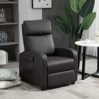 Poltrona Relax Massaggiante con Telecomando e 8 Programmi, Reclinazione e Poggiapiedi, 68x88x98cm, Marrone