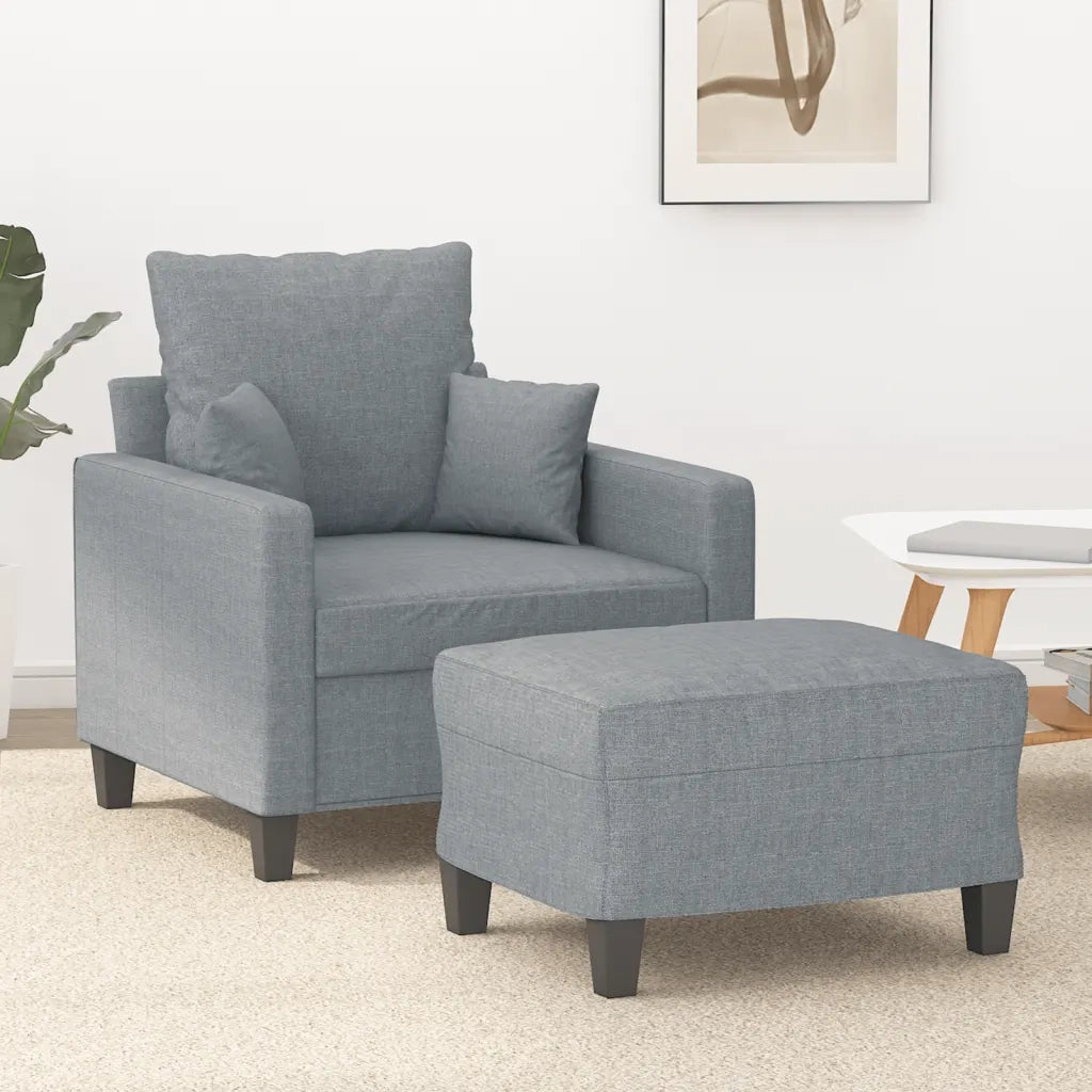 Poltrona | Sedia Relax con Poggiapiedi Grigio Chiaro 60 cm in Tessuto
