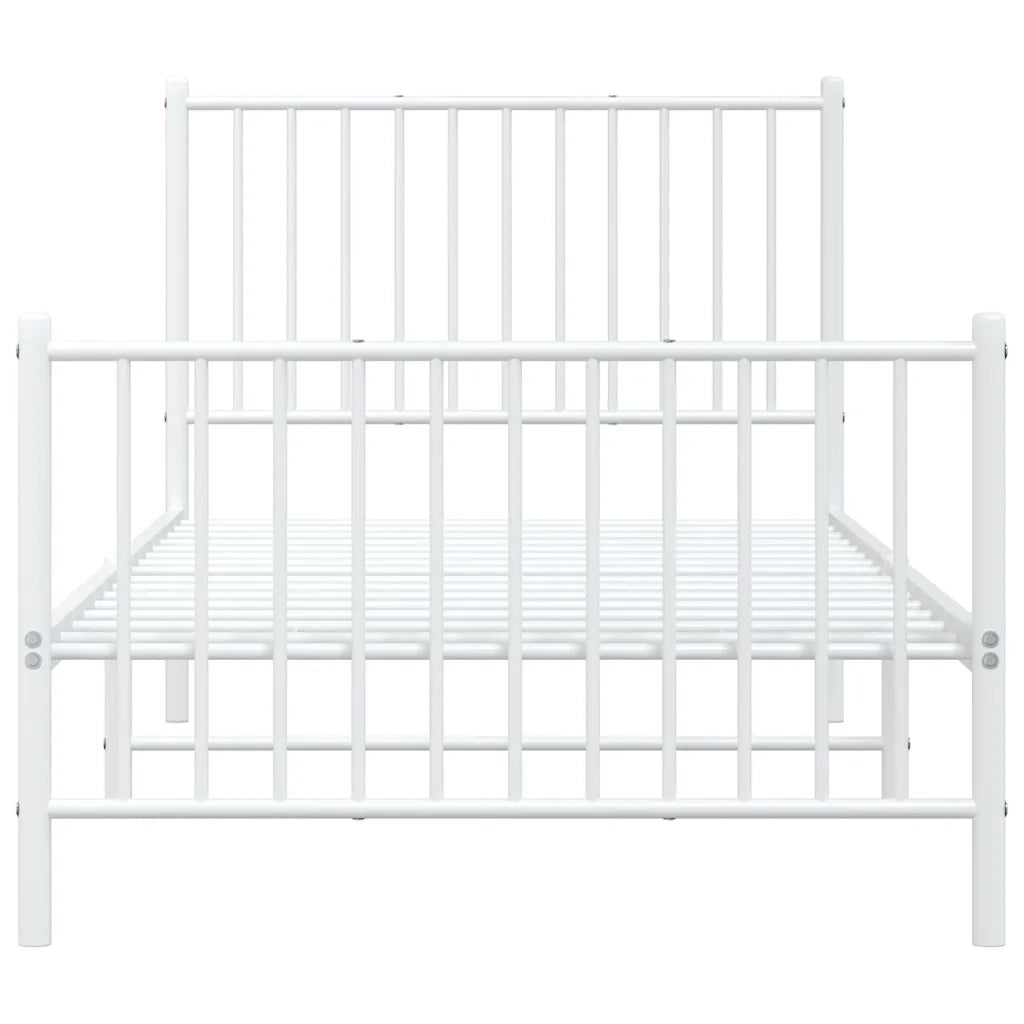 Giroletto con Testiera e Pediera Metallo Bianco 90x200 cm 350942