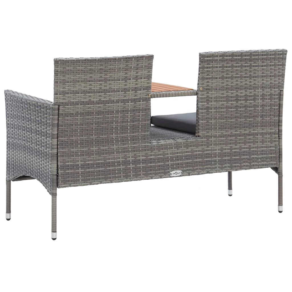 Panca da giardino mobili da esterno per patio terrazza 2 posti e tavolo da tè 143 x 65 x 88 cm resina intrecciata grigia 02_0011310