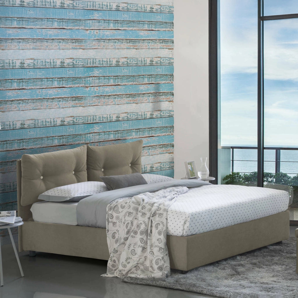 Arieta, Letto Piazza e Mezza Materasso Incluso Made in Italy, Grigio Tortora