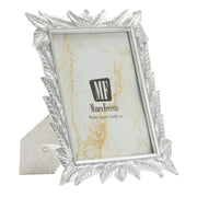 Cornice portafoto Leavy argento con decoro a foglie scolpite 15x20 cm