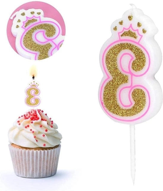 Candela per Festa di Compleanno Ragazze - Candele per Torta Senza Fumo - Età 0-8 - Numero 3