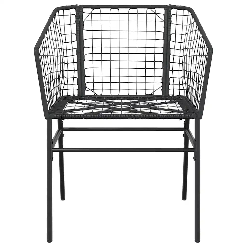 Set Mobili da Pranzo per Giardino 3 pz Nero Polyrattan Vetro