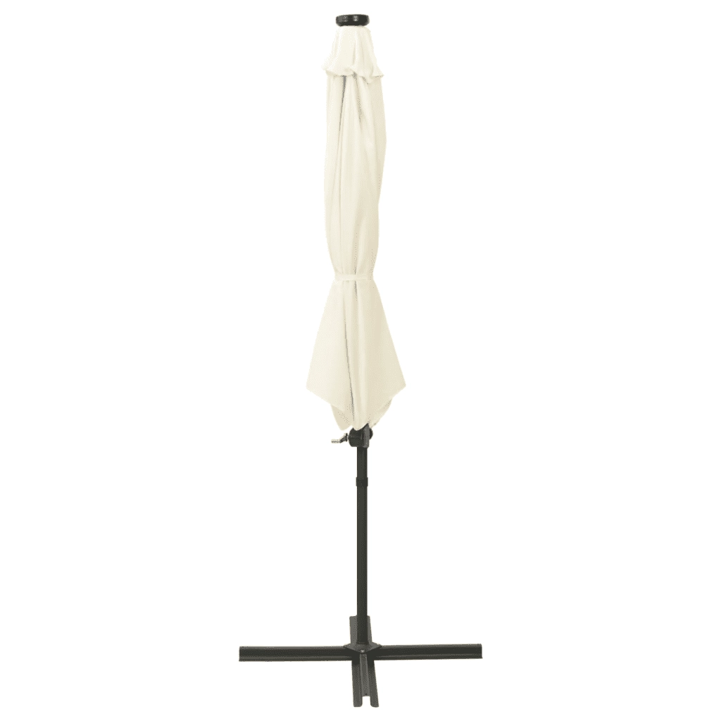 Ombrellone a Sbalzo con Palo e Luci a LED Sabbia 300 cm 312336
