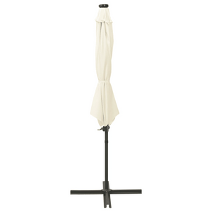 Ombrellone a Sbalzo con Palo e Luci a LED Sabbia 300 cm 312336