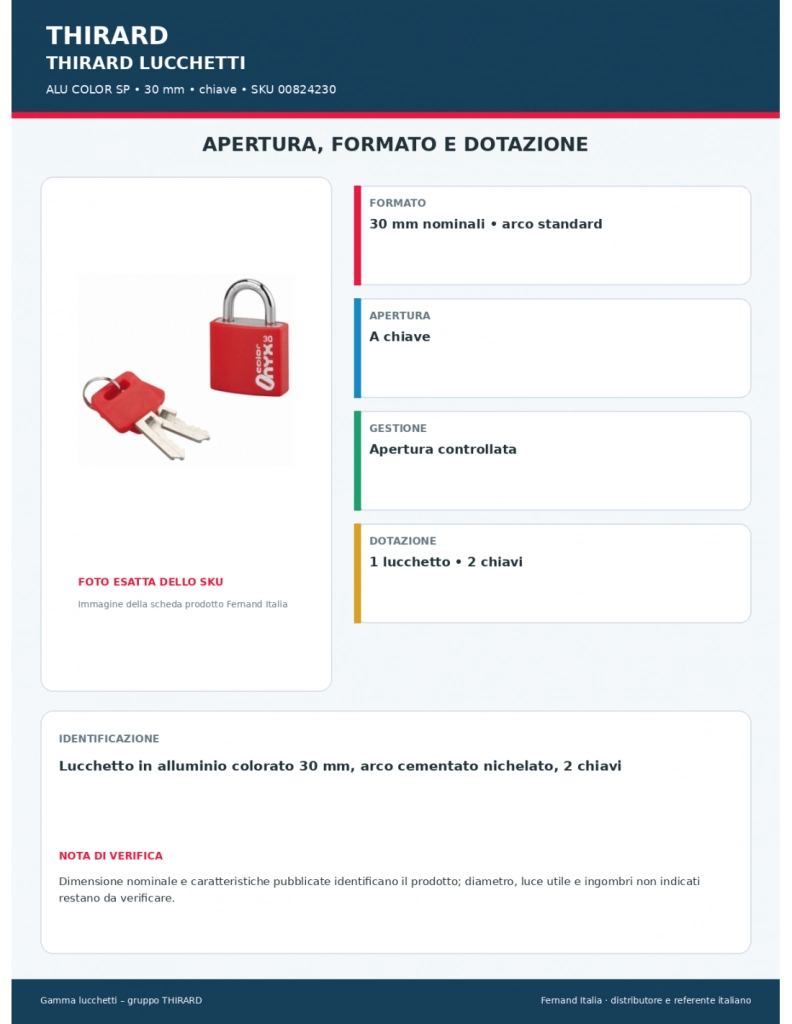 Lucchetto in alluminio colorato 30 mm, arco cementato nichelato, 2 chiavi – Serrurerie de Picardie