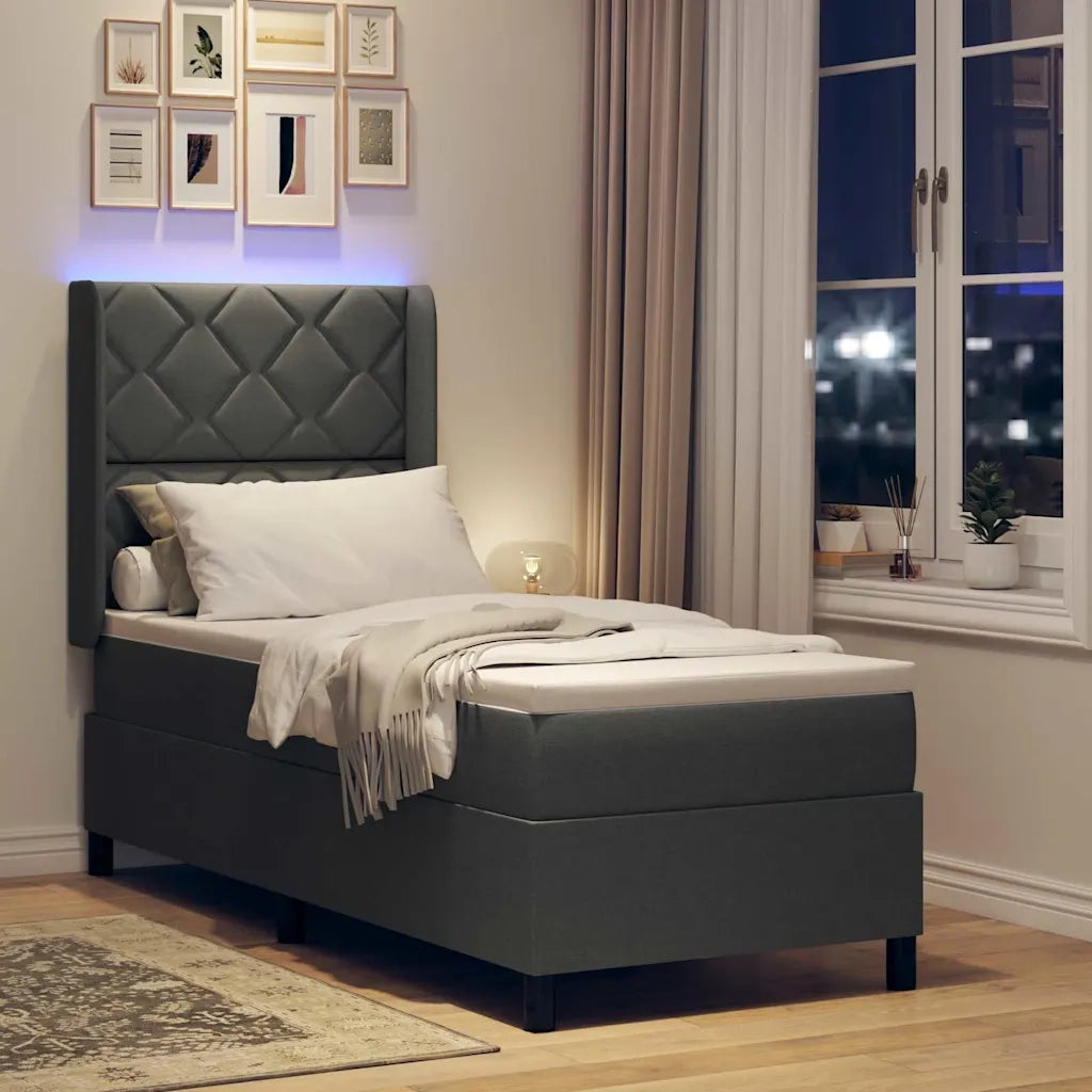 Letto a Sorgente LED Grigio scuro 80 x 200 cm Tessuto 3343533