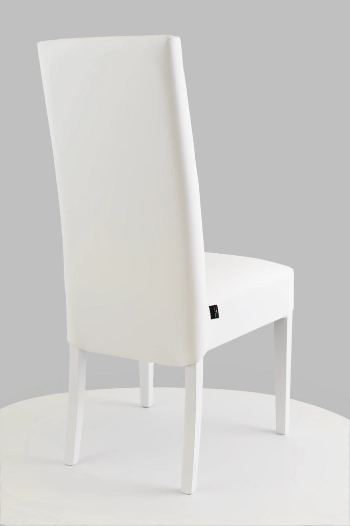 Set 4 sedie Luisa Tommychairs, struttura in faggio bianco, seduta e schienale imbottiti e rivestiti in pelle artificiale