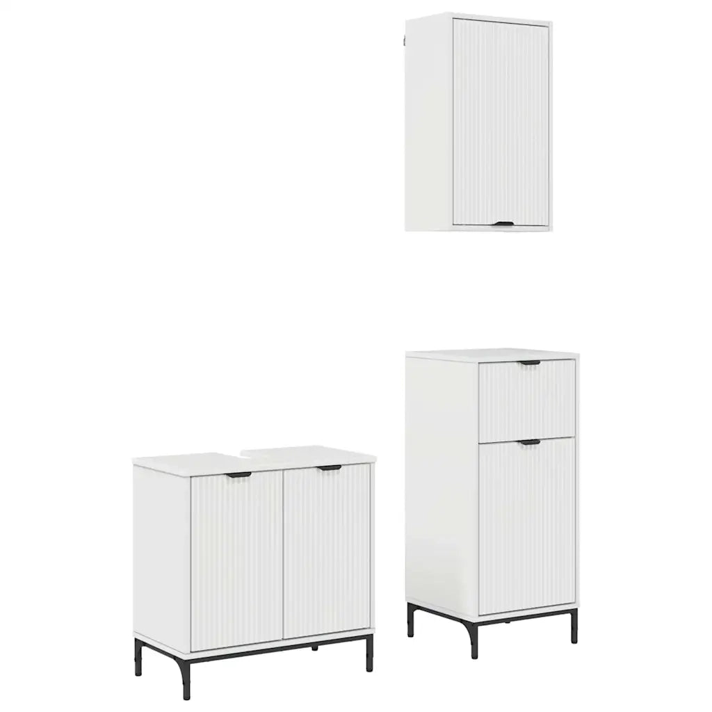 Set di mobili per il bagno con cassetto 3 pcs Bianco lucido