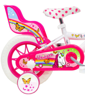 Bicicletta per Bambina 12" 1 Freno Gomme in EVA Unicorno Bianca/Rosa