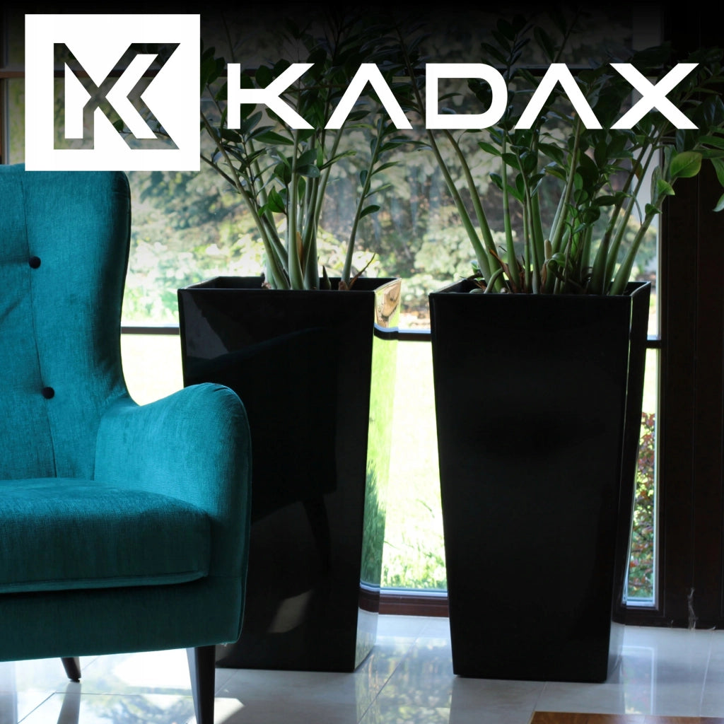 Vaso da fiori KADAX con inserto e coperchio, fioriera alta da giardino, nera, 24x24 cm