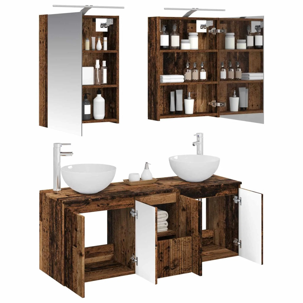 Set di Armadi da Bagno 5 pcs Legno antico 50 x 14,5 x 70 cm 3406357