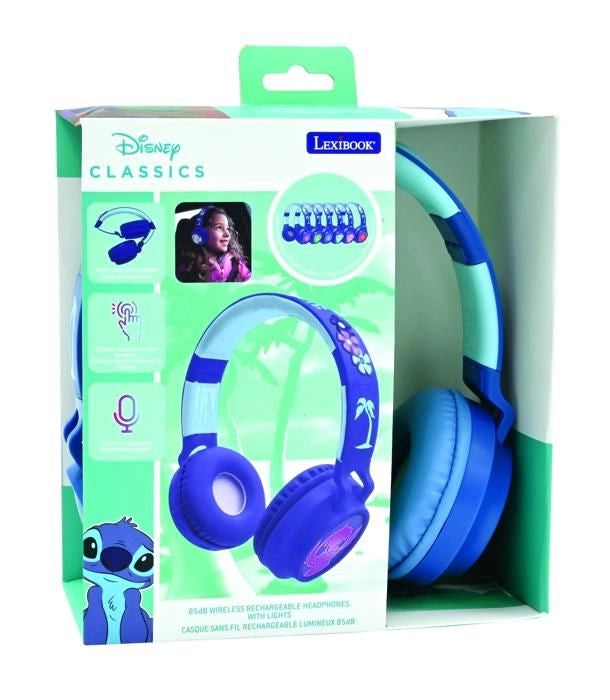 Cuffie pieghevoli Bluetooth e leggere con cavo con design 3D dell'universo Stitch con limitazione del volume