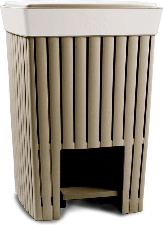 Cestino con pedale 20 litri di plastica riciclata - cappuccino - 30 x 26 x 45 cm - fatto in Italia