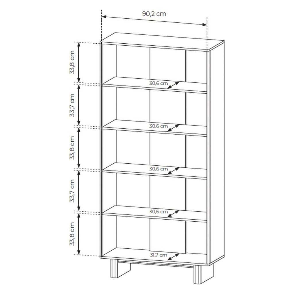 Mobile Espositore Hasa, Vetrina 4 Ripiani, 94x38x195h cm Marrone Rovere