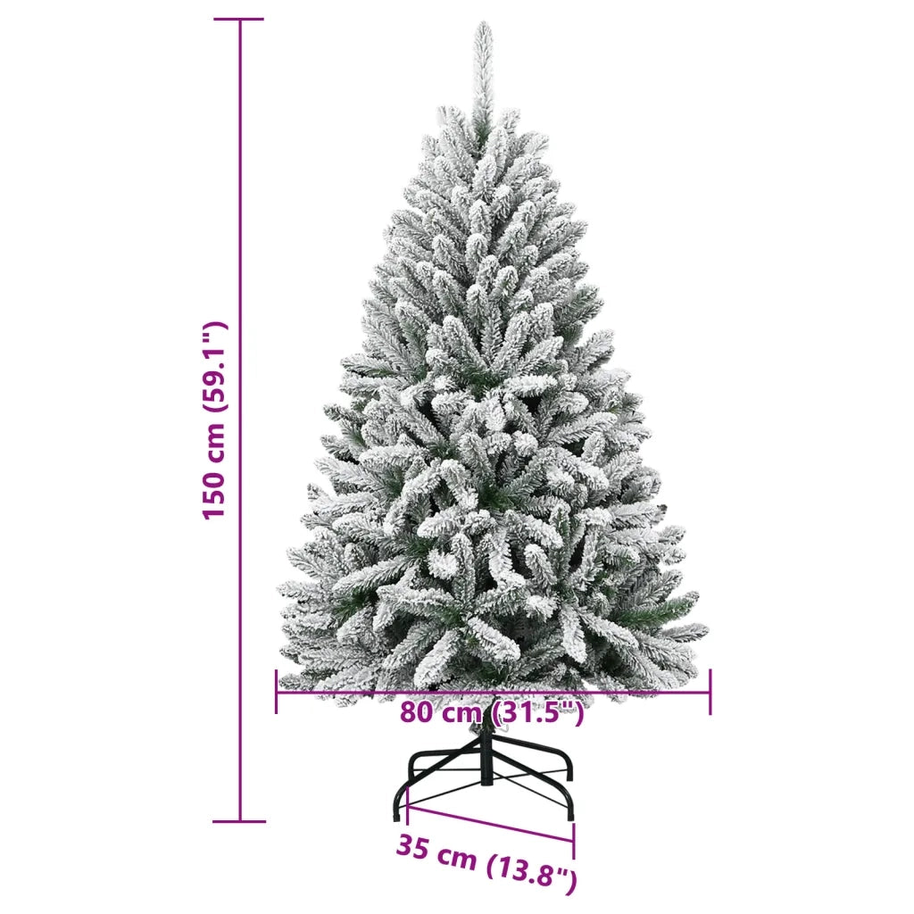 Albero Natale Artificiale Incernierato con Neve Fioccata-Albero Natalizio 150 cm 407114