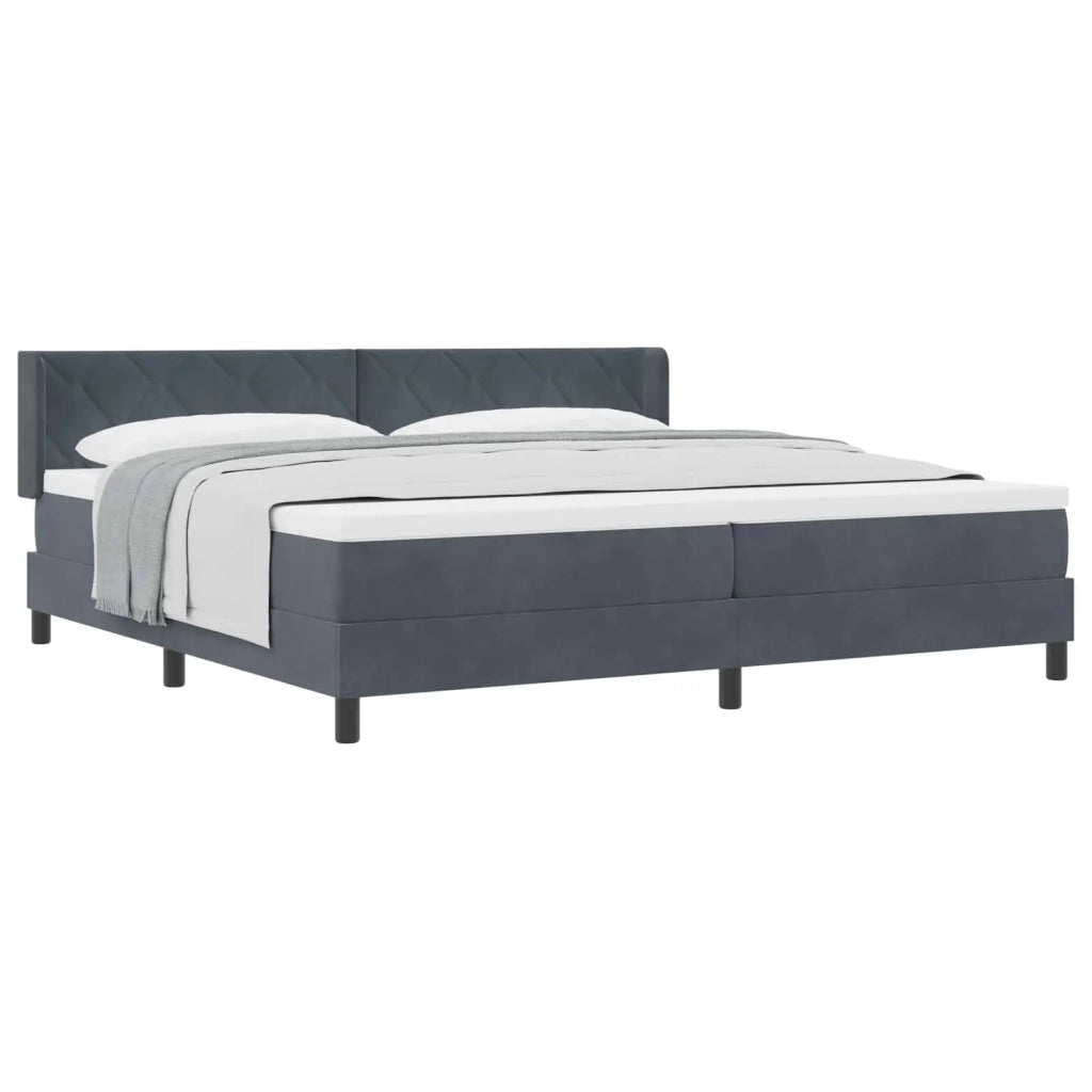 Letto a molle con testiera Grigio scuro 200 x 200 cm Velluto 3341541