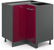 Mobile ad angolo cucina R-Line, Rosso lucido, 75.6 cm senza piano di lavoro, per la libera combinazione all'interno di sistemi cucina modulari