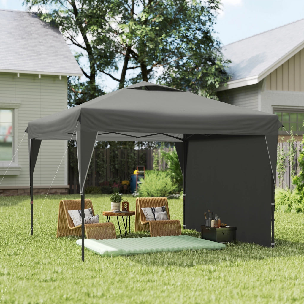 Gazebo da giardino pieghevole con parete laterale ¨C zephmum ¨C acciaio tessuto Oxford