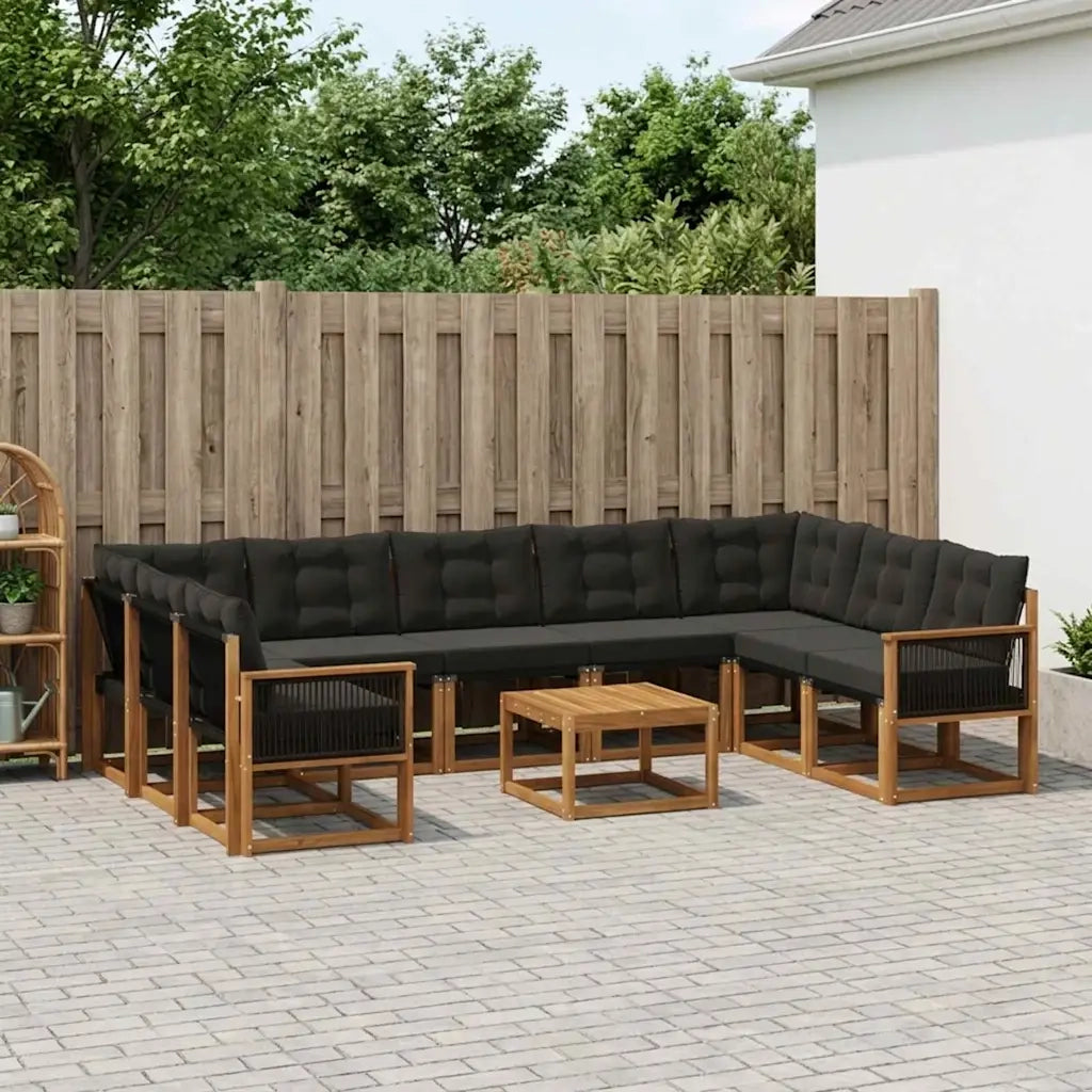 Set di divani da esterno con cuscino 10 pcs Naturale e Nero 3382224