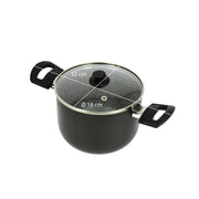 CASSERUOLA IN ALLUMINIO CON COPERCHIO IN VETRO  ANTIADERENTE E ANTIGRAFFIO 18 CM