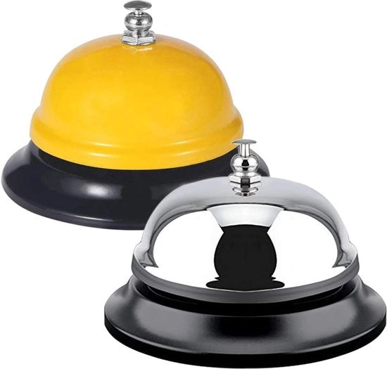 Set di 2 telefono da tavolo in acciaio inossidabile verniciato a specchio per hotel, ristorante, cucina, scuola, reception - giallo, argento.