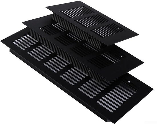Ventilatoretti in Alluminio - Nera - Reticolo di Ventilazione - Valvola di Scarico - Reticolo per Scopa - 150 x 250 mm - Resistente alla Corrosione
