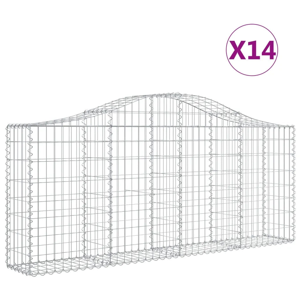 Cesti Gabbioni ad Arco 14 pz 200x30x80/100 cm Ferro Zincato
