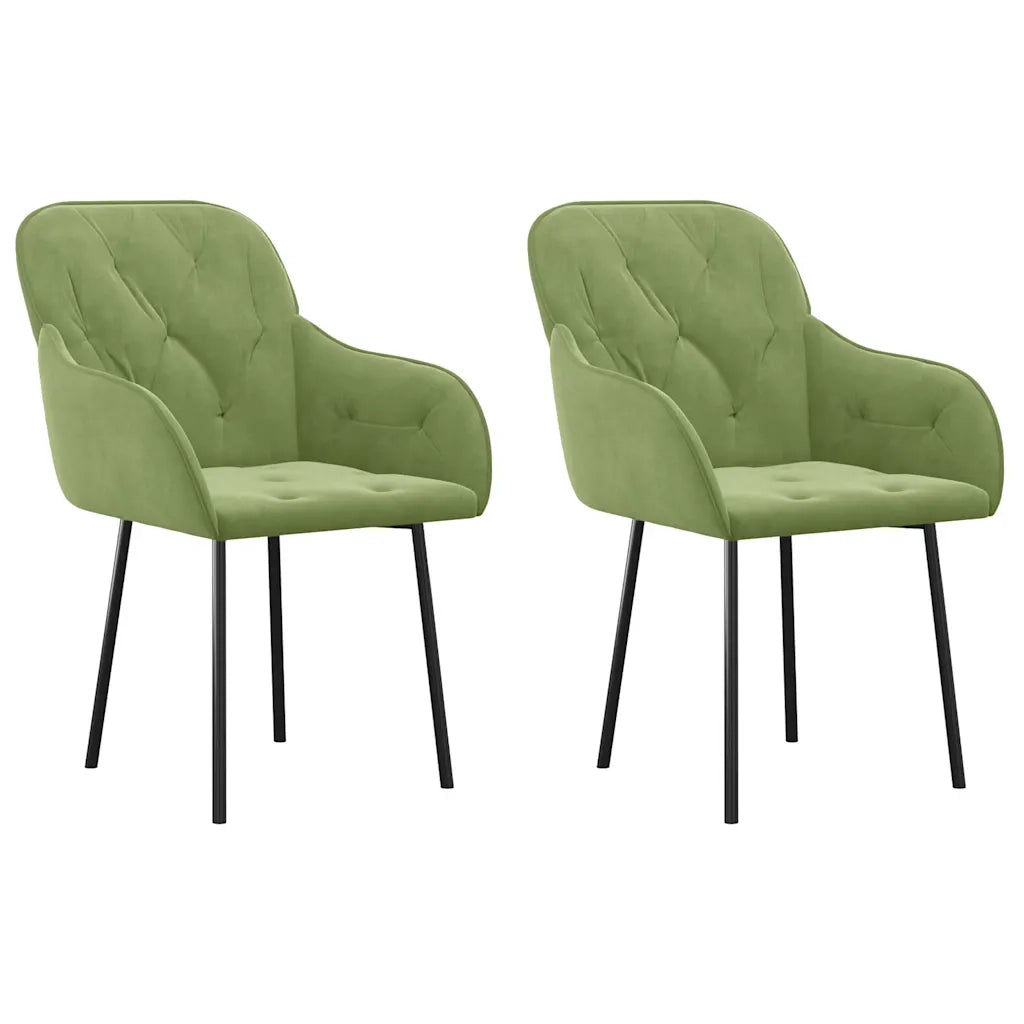 Sedie da Pranzo 2 pz Verde Chiaro in Velluto 344848