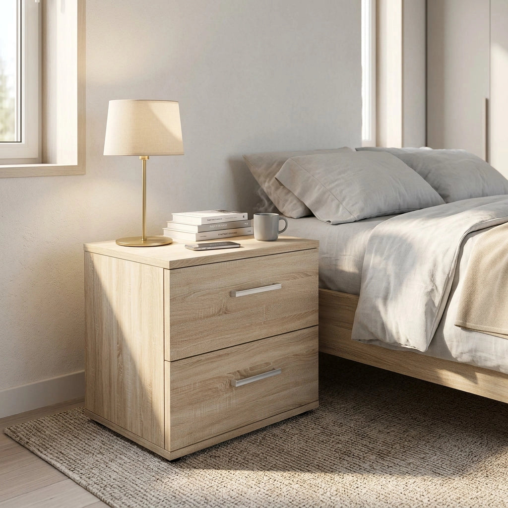Comodino 2 cassetti Moderno in Legno Composito cm 44 4x33x40 - SPIKE