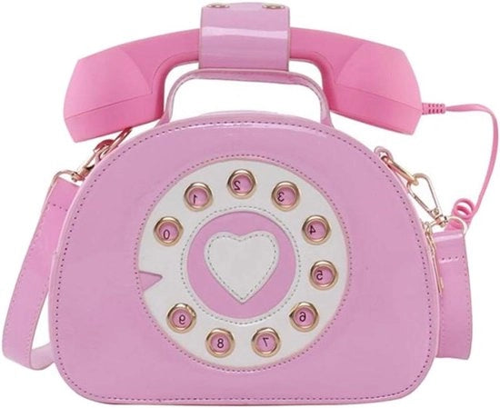 Borsa a tracolla premium per donne - Rosa - Design retrò - Forma cellulare - Portafoglio nuovo - 21x16cm