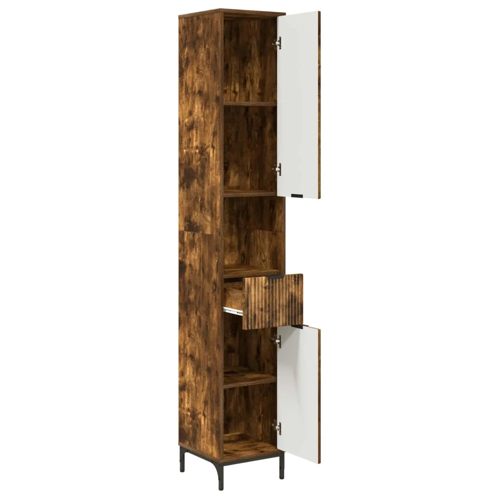 Mobile da Bagno con cassetto Rovere fumé 31,5 x 33 x 190 cm 883409