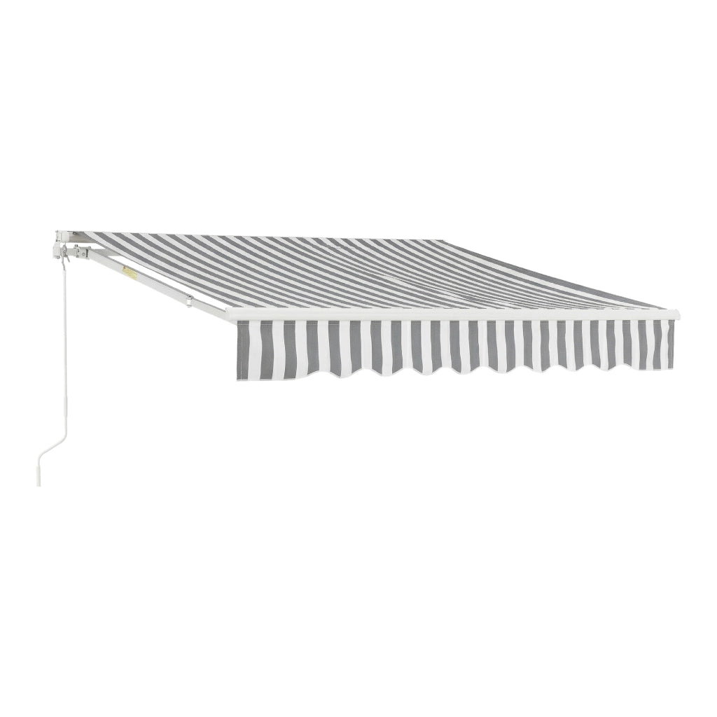 Tenda da Sole a Muro Bitonto con Bracci Estensibili e Manovella 250 x 200 cm (LxP) Grigio/Bianco [en.casa]