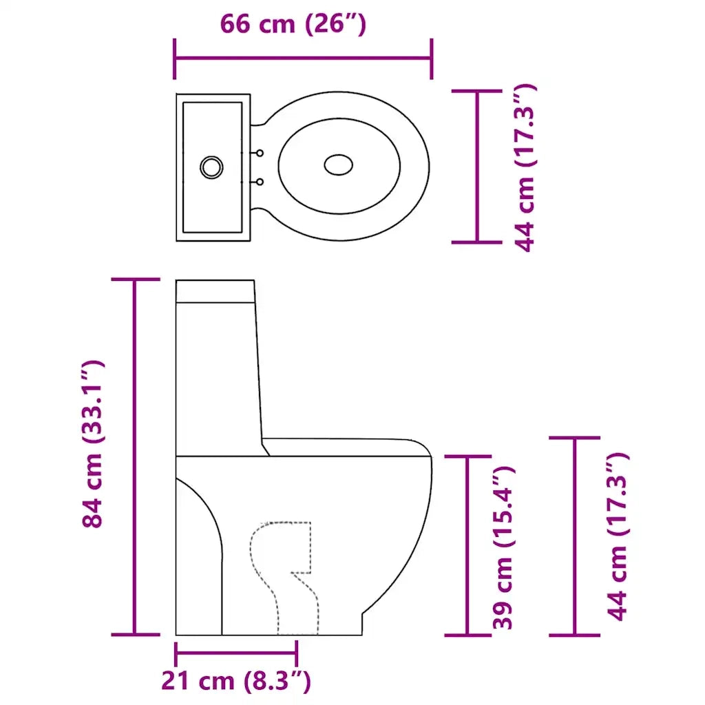 Vaso WC in Ceramica da Bagno Rotondo Base con Scarico Nero 141136