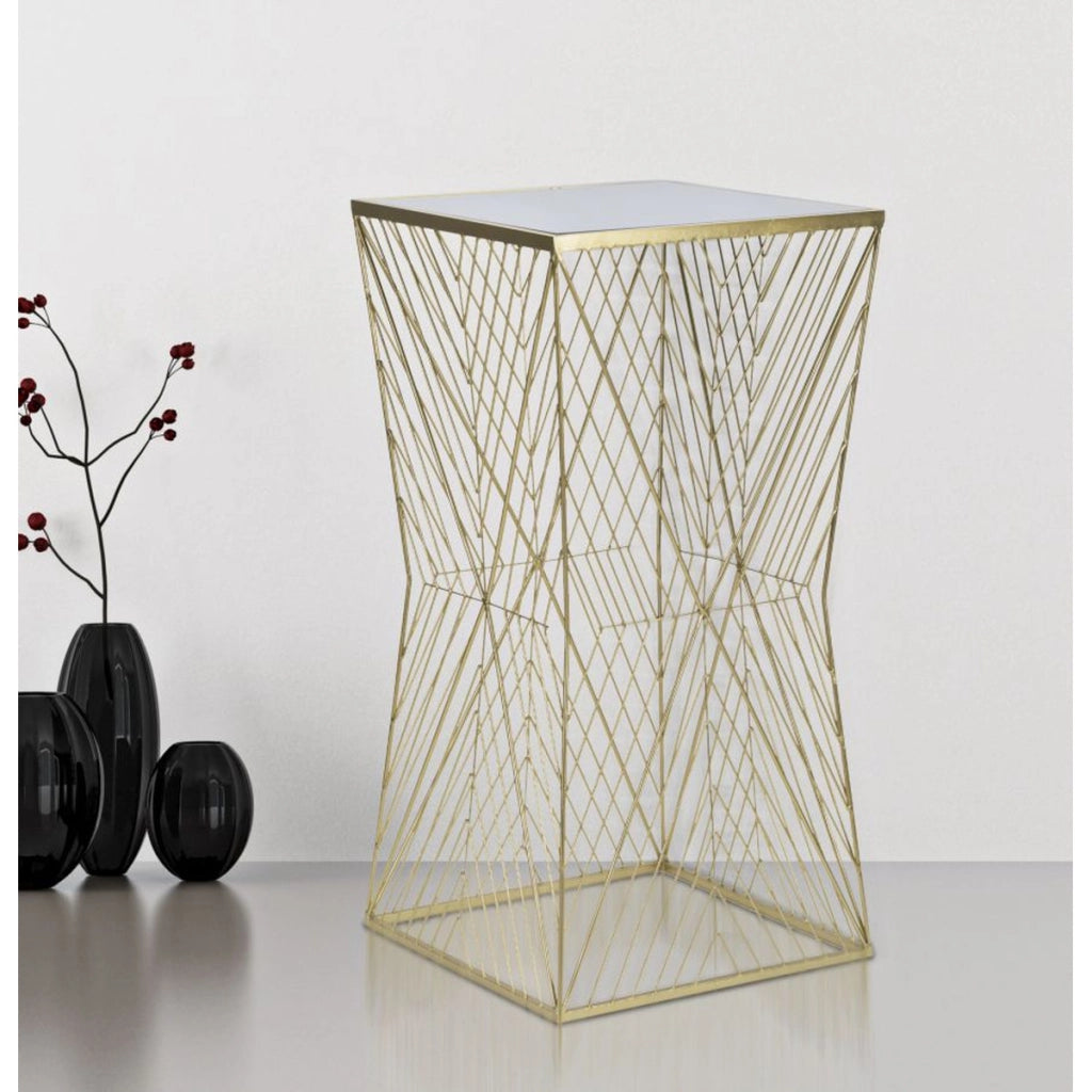 Tavolino VKH594, Oro, Metallo, 50x50x100 cm