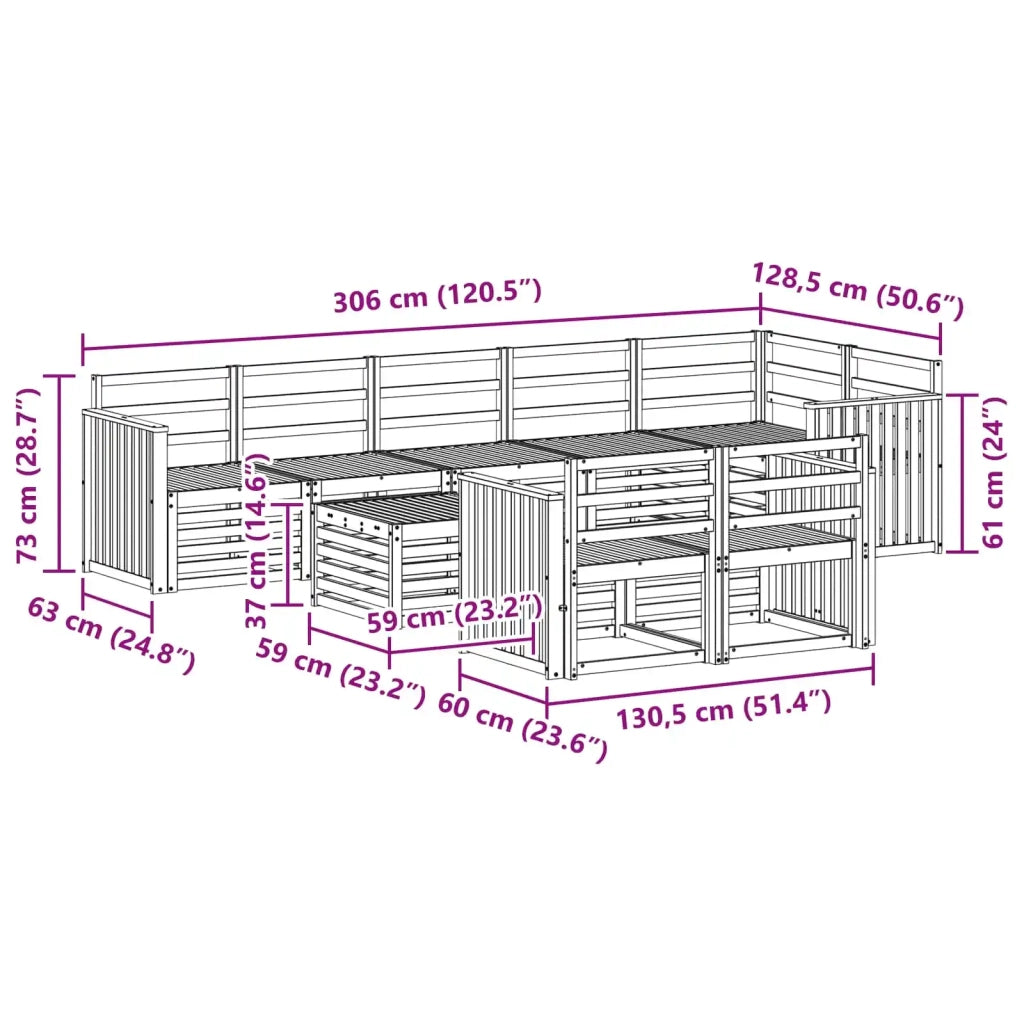 Set di divani da esterno 9 pcs Bianco 59 x 59 x 37 cm 3392069