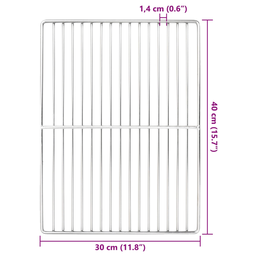 Griglia BBQ rettangolare 40x30 cm in acciaio inox 304