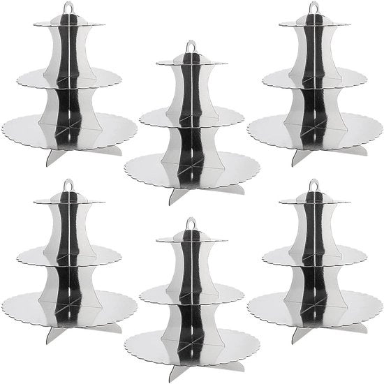 Display per torte 6 piani a 3 strati, standard per torte in carta rigida, torre per display di cupcake in carta rigida, supporto per cupcake in carta rigida, display per servire cupcake per tè del pomeriggio, compleanni, matrimoni