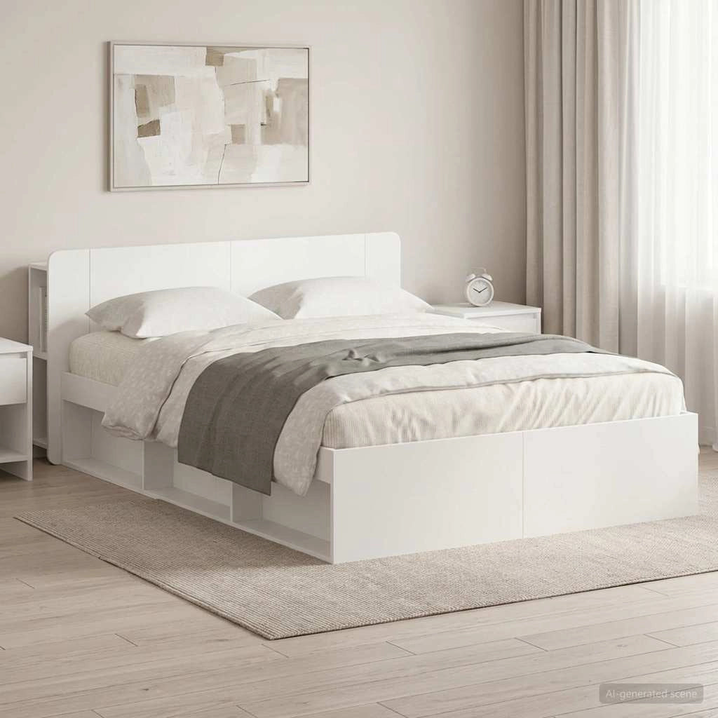 Telaio del letto con storage con testiera Bianco 150 x 200 cm 3433398