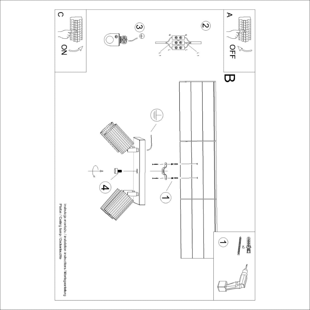 Lampada da soffitto KARBON 4 bianco