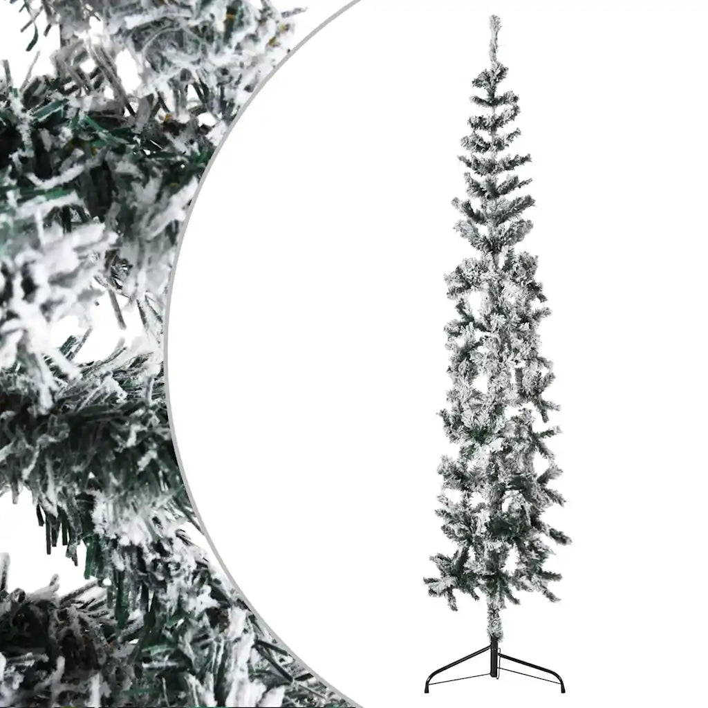 Albero Natale Artificiale Sottile a Metà Neve Fioccata 180 cm 344606