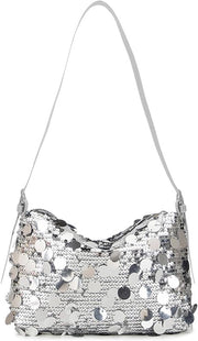 Clutch stile per donne con pailletti d'argento, perfetto per matrimoni, feste e occasioni speciali
