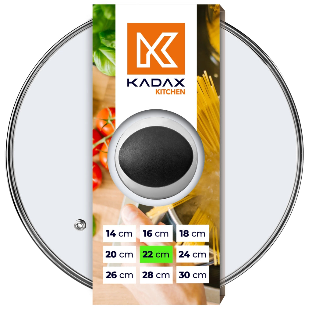 Coperchio in vetro KADAX da 22 cm, universale, resistente al calore, per pentole e padelle.