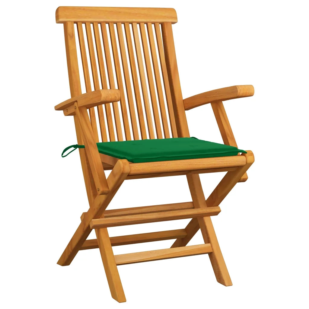 Sedie da Giardino con Cuscini Verdi 2 pz in Massello di Teak cod mxl 6175